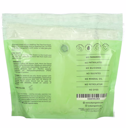 Sky Organics, Tea Tree Foot Soak, 1 lb (16 oz) Sky Organics, Tea Tree Foot Soak, 1 lb (16 oz)