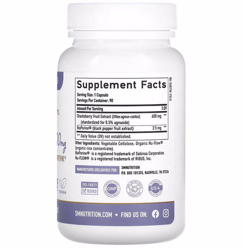 SMNutrition, Vitex, 600 mg, 90 Capsules SMNutrition, Vitex, 600 mg, 90 Capsules