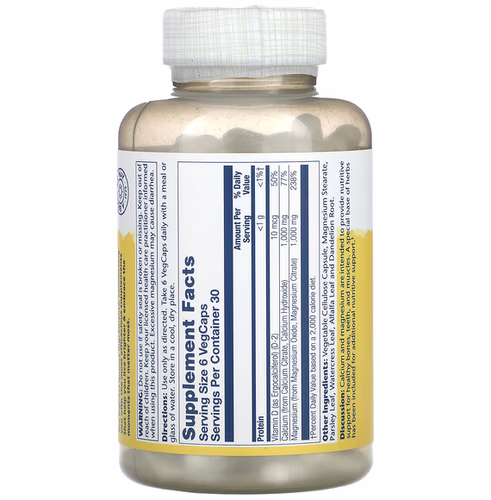 Solaray, 1:1 Ratio, Cal-Mag Citrate with Vitamin D-2, 180 Vegcaps