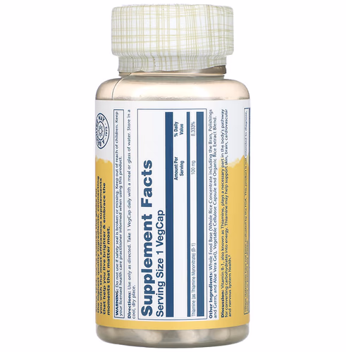 Solaray, Vitamin B-1, 100 mg, 100 VegCaps Solaray, Vitamin B-1, 100 mg, 100 VegCaps