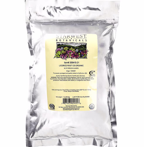 Starwest Botanicals, Organic Licorice Root C/S, 1 lb (453.6 g) Starwest Botanicals, Organic Licorice Root C/S, 1 lb (453.6 g)