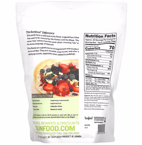 Sunfood, Raw Organic Chia Seeds, 1 lb (454 g) Sunfood, Raw Organic Chia Seeds, 1 lb (454 g)