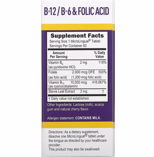 Superior Source, Extra Strength B-12, B-6 & Folic Acid, 60 MicroLingual Instant Dissolve Tablets Superior Source, Extra Strength B-12, B-6 & Folic Acid, 60 MicroLingual Instant Dissolve Tablets