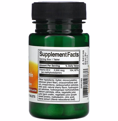 Swanson, B12, Methylcobalamin, Cherry, 60 Tablets Swanson, B12, Methylcobalamin, Cherry, 60 Tablets