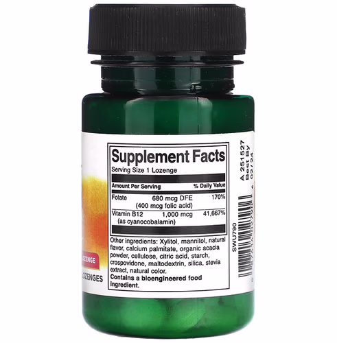 Swanson, B12 with Folate, Sugar Free, Strawberry, 60 Lozenges Swanson, B12 with Folate, Sugar Free, Strawberry, 60 Lozenges