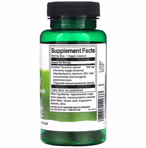 Swanson, CurQfen Curcumin/Fenugreek Complex, Standardized, 500 mg, 60 Veggie Capsules Swanson, CurQfen Curcumin/Fenugreek Complex, Standardized, 500 mg, 60 Veggie Capsules