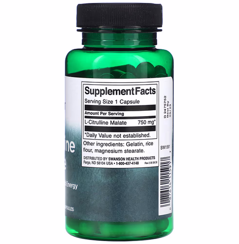 Swanson, L-Citrulline Malate, 750 mg, 60 Capsules Swanson, L-Citrulline Malate, 750 mg, 60 Capsules