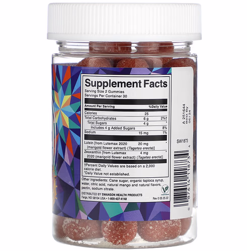 Swanson, Lutein & Zeaxanthin, Blue Light Protection, Mango, 60 Gummies Swanson, Lutein & Zeaxanthin, Blue Light Protection, Mango, 60 Gummies