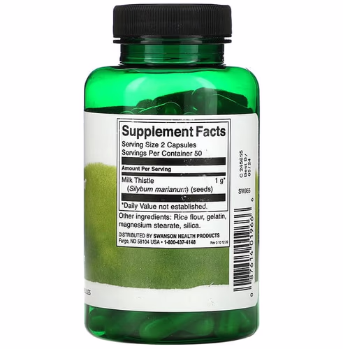 Swanson, Milk Thistle, 500 mg, 100 Capsules Swanson, Milk Thistle, 500 mg, 100 Capsules