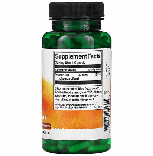 Swanson, Vitamin D3, 1, 000 IU, 250 Capsules
