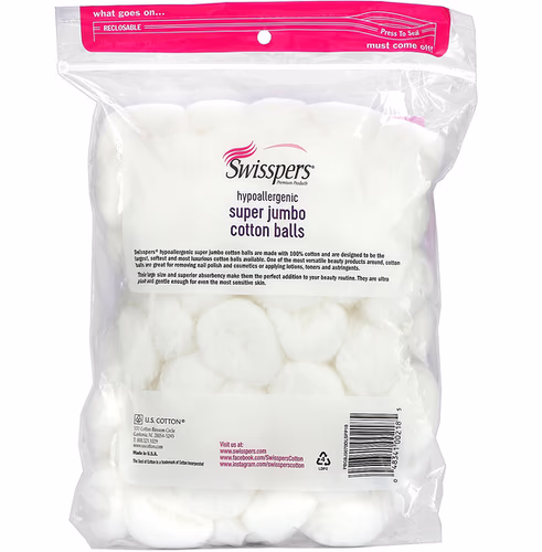 Swisspers, Super Jumbo Cotton Balls, 70 Count Swisspers, Super Jumbo Cotton Balls, 70 Count