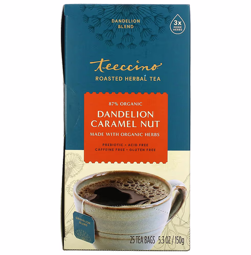 Teeccino 烤花草茶，蒲公英焦糖堅果，不含咖啡因，25 茶包，5.3 盎司（150 克） 香港