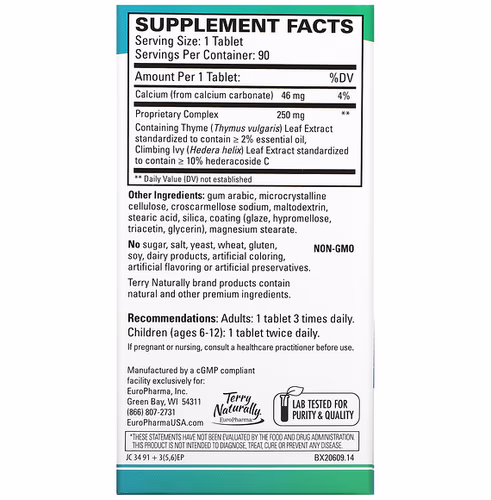 Terry Naturally, Bronchial Clear, 90 Tablets