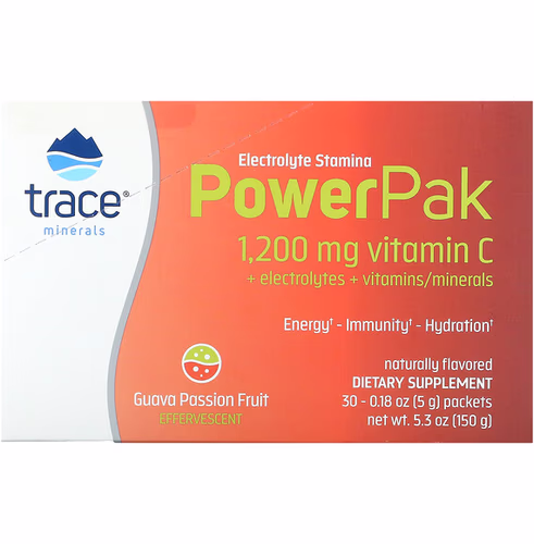 Trace Minerals, Electrolyte Stamina PowerPak, Guava Passion Fruit, 30 Packets, 0.18 oz (5 g) Each