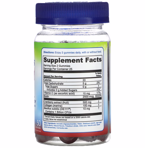TruBiotics, Women's Probiotic + Collagen, Digestive, Urinary, Hair/Skin/Nails Health, Cran-Raspberry, 50 Gummies