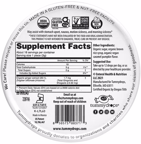 Tummydrops, Organic Caramel Pumpkin Ginger Spice, 18 Drops, 2 oz (57 g)