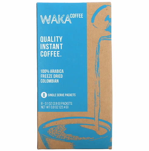 Waka Coffee 100% 阿拉比卡即溶咖啡，哥倫比亞，中度烘焙，8 包，每包 0.1 盎司（2.8 克） 香港