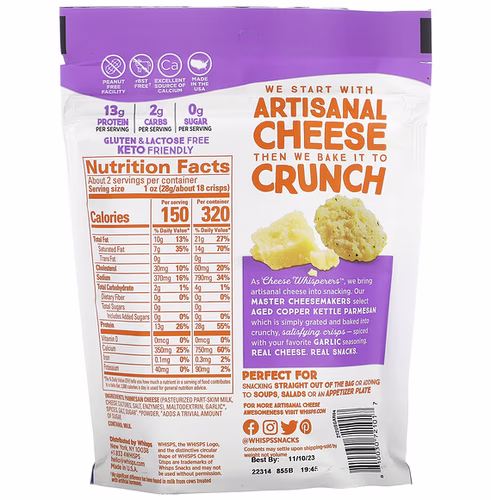 Whisps, Garlic Parmesan Cheese Crisps, 2.12 oz ( 60 g) Whisps, Garlic Parmesan Cheese Crisps, 2.12 oz ( 60 g)
