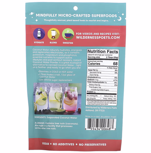 Wilderness Poets, Coconut Water Powder, Freeze Dried, 4 oz (113 g)