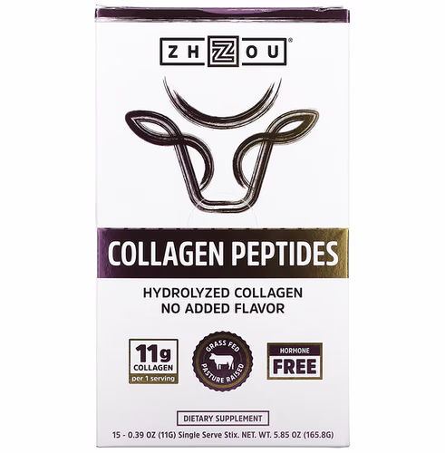 Zhou Nutrition, Collagen Peptides, Hydrolyzed Collagen, Unflavored, 15 Stix, 0.39 oz (11 g) Each Zhou Nutrition, Collagen Peptides, Hydrolyzed Collagen, Unflavored, 15 Stix, 0.39 oz (11 g) Each