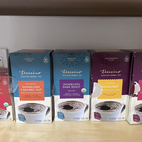 Teeccino 烤花草茶，蒲公英焦糖堅果，不含咖啡因，25 茶包，5.3 盎司（150 克） 香港
