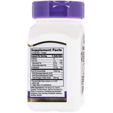 Omega-3魚油, EPA DHA: 21st Century, Fish Oil, 1000 mg, 60 Softgels