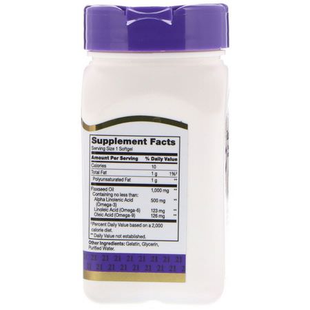 亞麻籽補品, 歐米茄EPA DHA: 21st Century, Flaxseed Oil, 1,000 mg, 60 Softgels