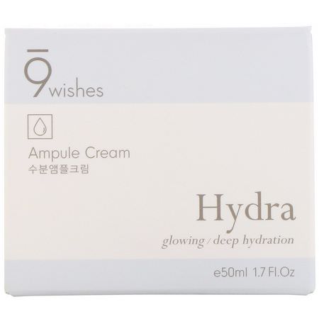 K-美容保濕霜, 乳霜: 9Wishes, Ampule Cream, Hydra, 1.7 fl oz (50 ml)