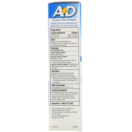 尿布疹治療, 尿布: A+D, Diaper Rash Cream with Dimethicone and Zinc Oxide, 4 oz (113 g)