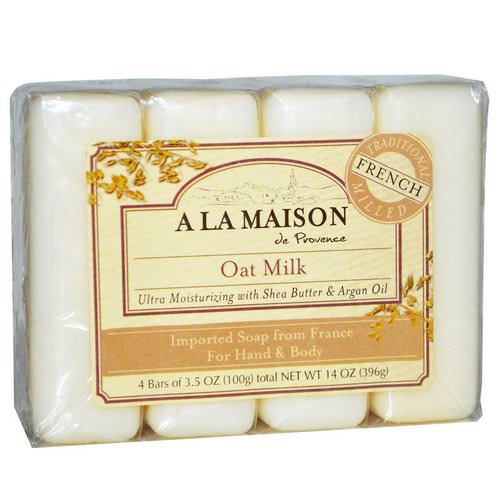 A La Maison de Provence, Hand & Body Bar Soap, Oat Milk, 4 Bars, 3.5 oz (100 g) Each Review