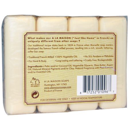 香皂, 淋浴: A La Maison de Provence, Hand & Body Bar Soap, Sweet Almond, 4 Bars, 3.5 oz Each