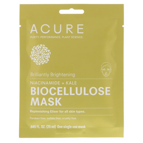Acure, Brilliantly Brightening, Biocellulose Mask, 1 Single Use Mask, 0.845 fl oz (25 ml) Review