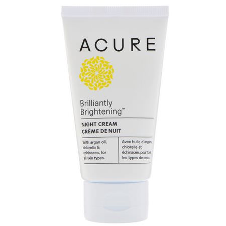 Acure Night Moisturizers Creams Argan Oil - Argan油, 夜間保濕霜, 面霜, 面部保濕霜