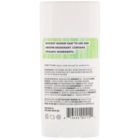 浴用除臭劑: Acure, Deodorant, Cedarwood & Mint, 2.25 oz (63.78 g)