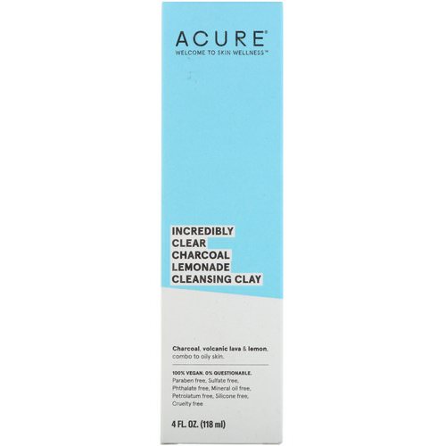 Acure, Incredibly Clear Charcoal Lemonade Cleansing Clay, 4 fl oz (118 ml) Review