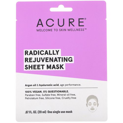 Acure, Radically Rejuvenating Sheet Mask, 1 Single Use Mask, .67 fl oz (20 ml) Review