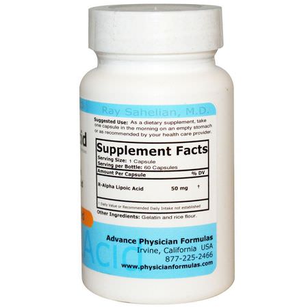 α-硫辛酸, 抗氧化劑: Advance Physician Formulas, R-Lipoic Acid, 50 mg, 60 Capsules