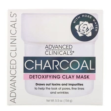 泥膜, 果皮: Advanced Clinicals, Charcoal, Detoxifying Clay Mask, 5.5 oz (156 g)