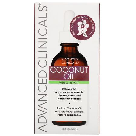 椰子護膚, 美容: Advanced Clinicals, Coconut, Visible Repair Oil, 1.8 fl oz (53 ml)