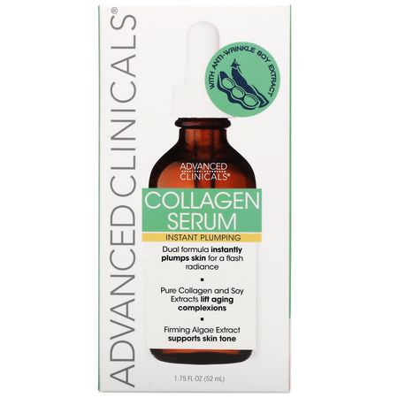 膠原蛋白, 保濕: Advanced Clinicals, Collagen, Instant Plumping Serum, 1.75 fl oz (52 ml)