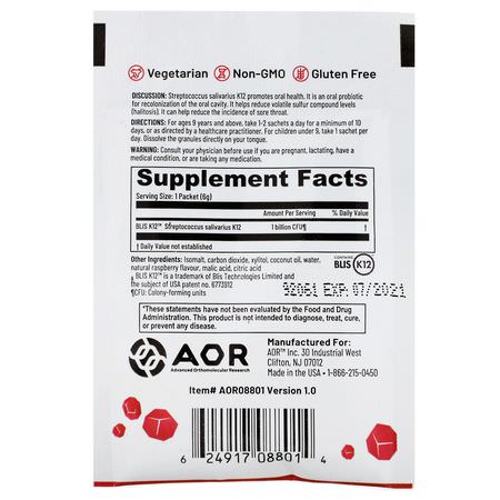 益生菌, 消化: Advanced Orthomolecular Research AOR, Lava Rox, Probiotic for Oral Health, Natural Raspberry Flavor, .2 oz (6 g)