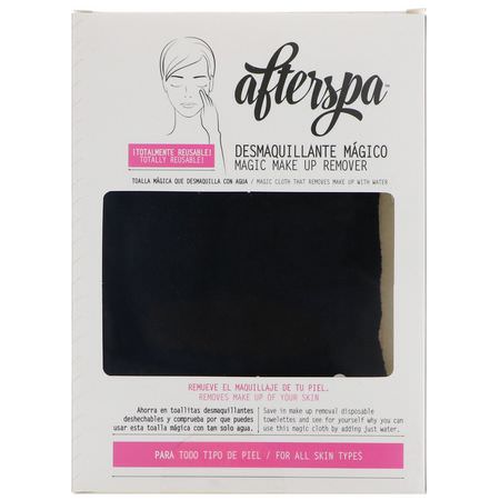 美容, 化妝刷: AfterSpa, Magic Make Up Remover Reusable Cloth, Black, 1 Cloth
