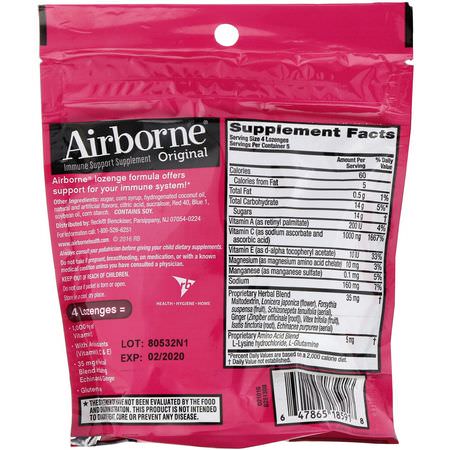 流感, 咳嗽: AirBorne, Blast of Vitamin C, Berry, 20 Individually Wrapped Lozenges