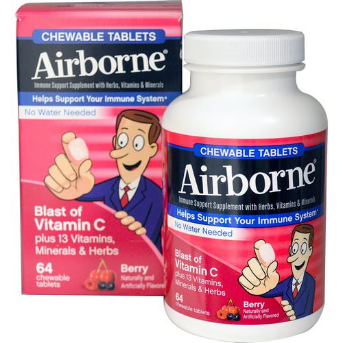 AirBorne, Blast of Vitamin C, Berry, 64 Chewable Tablets Review