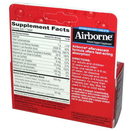 流感, 咳嗽: AirBorne, Blast of Vitamin C, Very Berry, 10 Effervescent Tablets