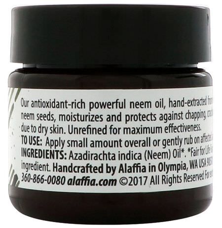 乾性皮膚發癢: Alaffia, Neem Oil, Unrefined, 0.8 fl oz (24 ml)