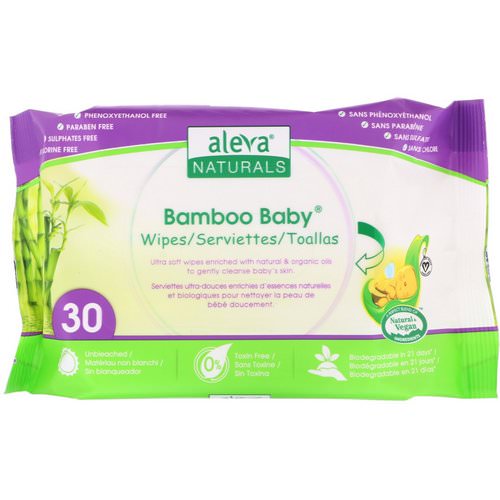 Aleva Naturals, Bamboo Baby Wipes, 30 Wipes Review