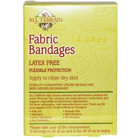 繃帶, 創可貼: All Terrain, Fabric Bandages, Latex Free, Assorted, 30 Count