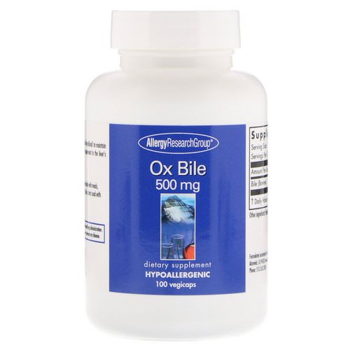 Allergy Research Group, Ox Bile, 500 mg, 100 Vegetarian Capsules Review