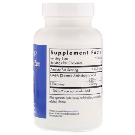 L-茶氨酸, 氨基酸: Allergy Research Group, Zen, 200 mg, 120 Vegetarian Capsules